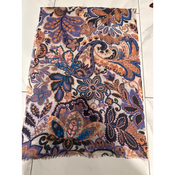 Made in Italy Multicolor 100% lambswool cashmere finish Embroidered Wrap Shawl - Picture 9 of 15